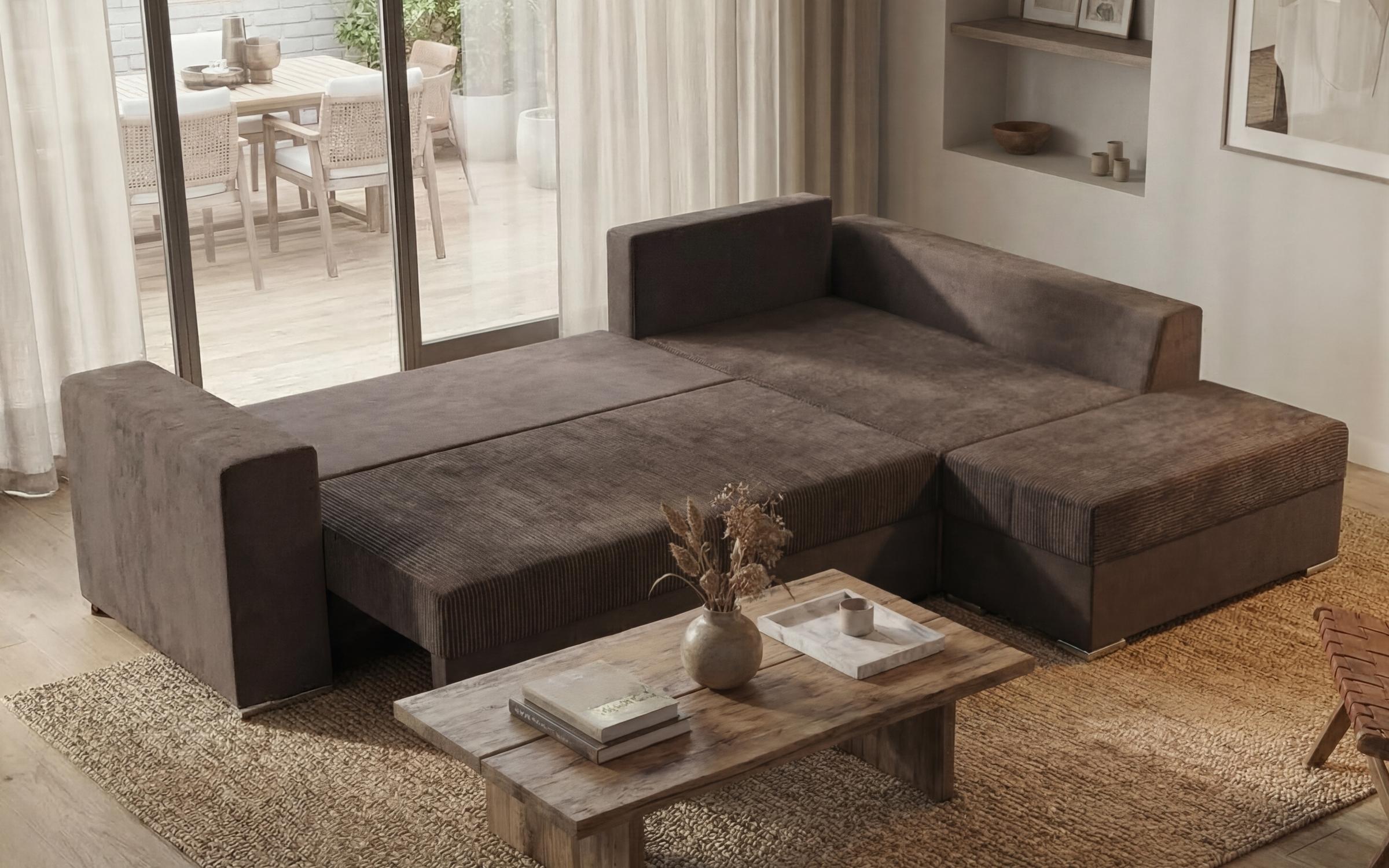 Extendable corner sofa + ottoman Londo, light brown  5